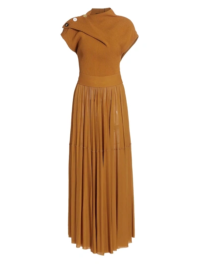 Shop Proenza Schouler Gauzy Jersey Draped Dress In Bronze