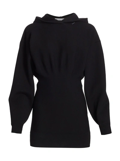 Shop Alexander Wang T Tailored Knit Hoodie Dress In Black