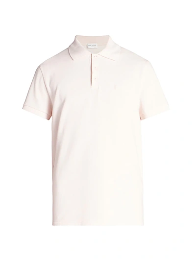 Shop Saint Laurent Ysl Logo Polo Shirt In Rose Pale