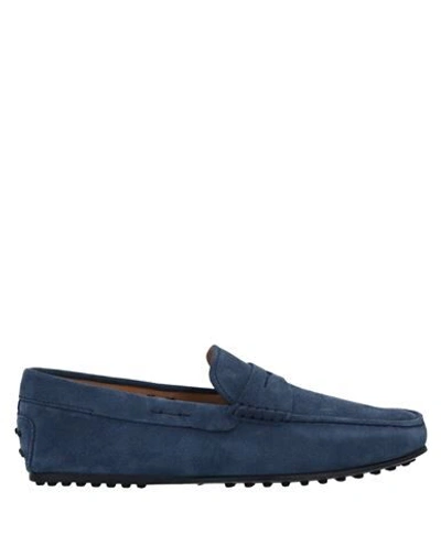 Shop Tod's Man Loafers Slate Blue Size 6 Soft Leather