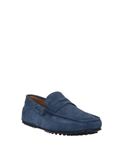 Shop Tod's Man Loafers Slate Blue Size 6 Soft Leather