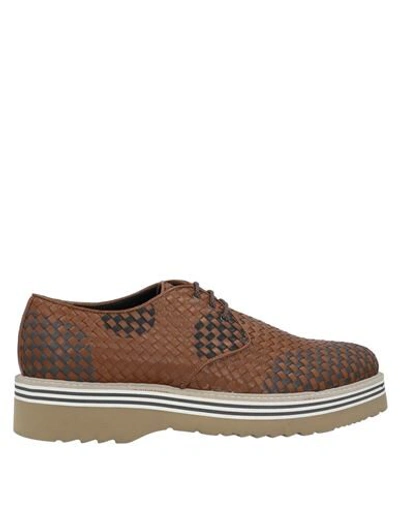 Shop Alberto Guardiani Lace-up Shoes In Tan