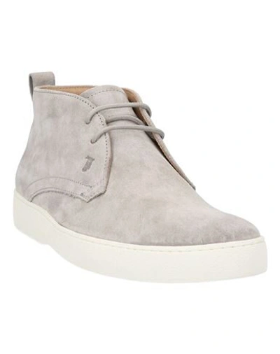 Shop Tod's Man Ankle Boots Light Grey Size 11.5 Leather