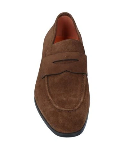 Shop Santoni Man Loafers Khaki Size 6 Soft Leather In Beige