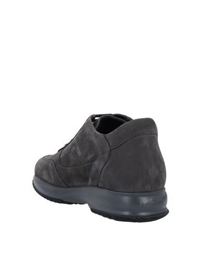 Shop Hogan Man Sneakers Lead Size 9 Soft Leather In Grey