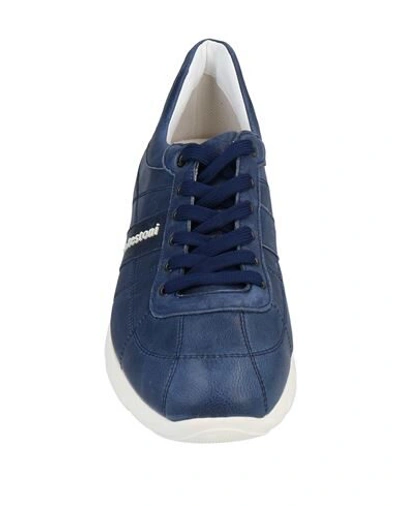 Shop A.testoni A. Testoni Man Sneakers Slate Blue Size 7 Lambskin