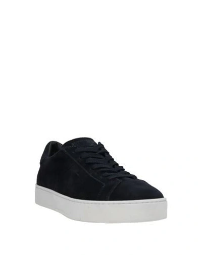 Santoni Man Sneakers Midnight Blue Size 6.5 Leather In Dark Blue