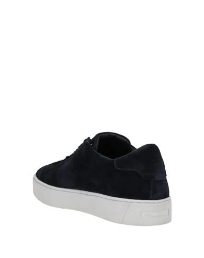 Santoni Man Sneakers Midnight Blue Size 6.5 Leather In Dark Blue