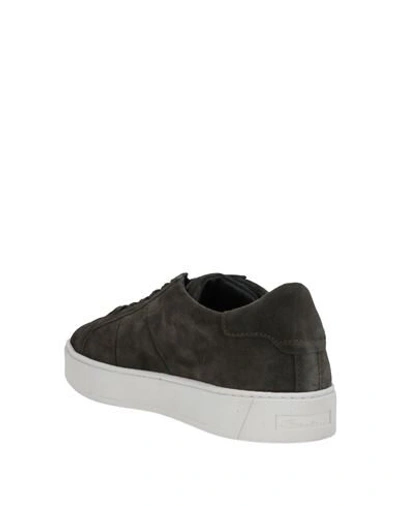 Santoni Man Sneakers Dark Green Size 8.5 Leather In Dark Green