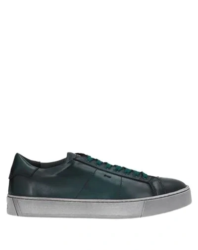 Shop Santoni Sneakers In Dark Green