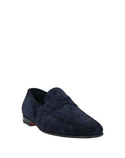 Shop Santoni Man Loafers Midnight Blue Size 8 Leather