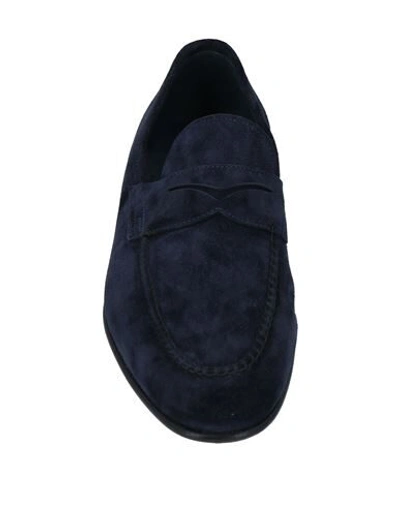 Shop Santoni Man Loafers Midnight Blue Size 8 Leather