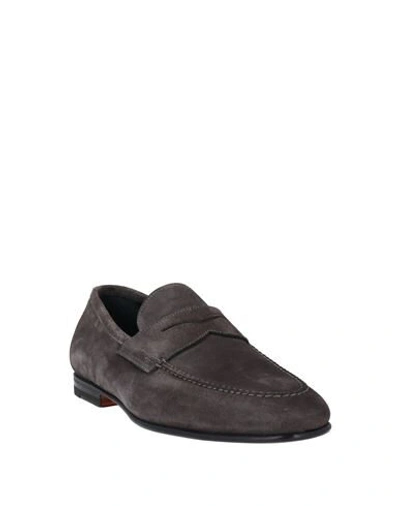 Shop Santoni Man Loafers Lead Size 12 Leather In Grey