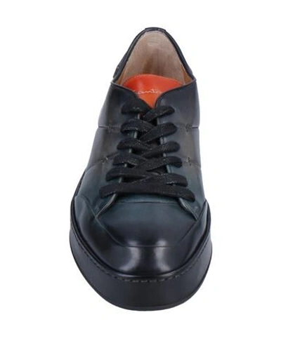 Shop Santoni Man Sneakers Dark Green Size 11 Soft Leather