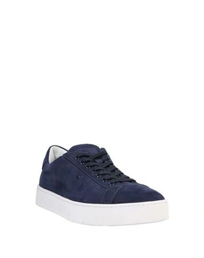 Shop Santoni Man Sneakers Midnight Blue Size 7 Soft Leather
