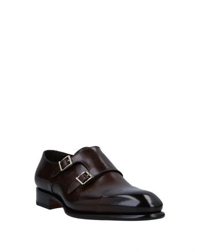 Santoni Ira Double Monk Strap Shoe In Dark Brown