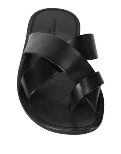 Shop L'artigiano Del Cuoio Man Thong Sandal Black Size 8 Leather