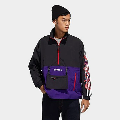 Adidas Originals Adidas Men's Originals Lunar New Year Half-zip Windbreaker  Jacket In Black/collegiate Purple/red | ModeSens