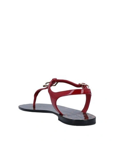 Shop Dolce & Gabbana Woman Toe Strap Sandals Red Size 4 Calfskin
