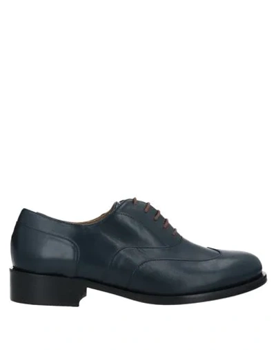 Shop Delpozo Lace-up Shoes In Dark Blue