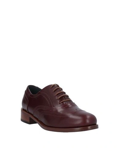 Shop Delpozo Lace-up Shoes In Maroon