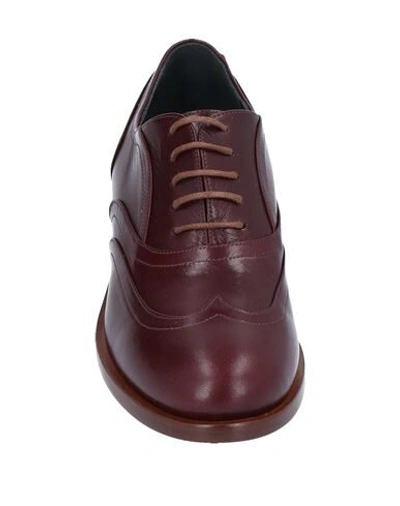 Shop Delpozo Lace-up Shoes In Maroon