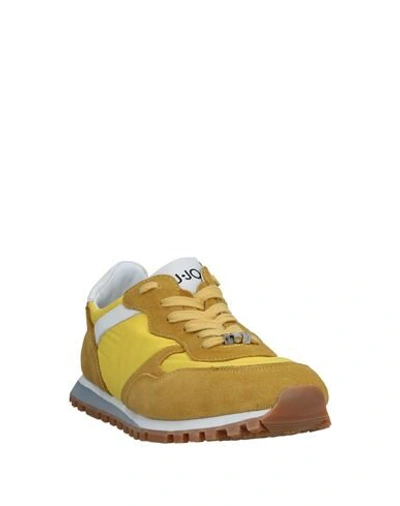 Shop Liu •jo Woman Sneakers Ocher Size 5 Soft Leather, Textile Fibers In Yellow