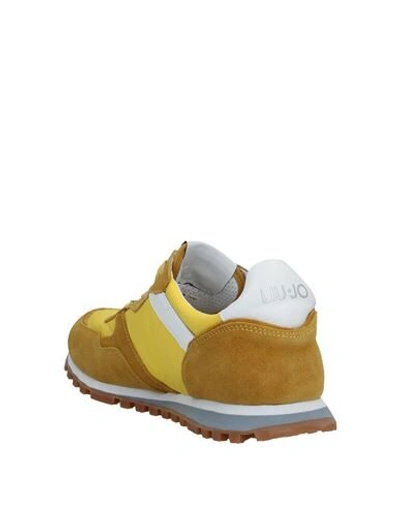 Shop Liu •jo Woman Sneakers Ocher Size 5 Soft Leather, Textile Fibers In Yellow