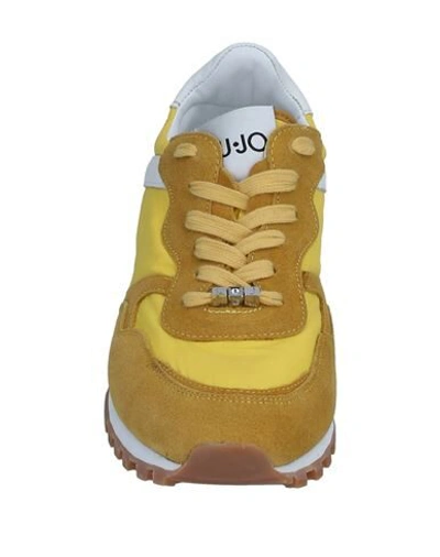 Shop Liu •jo Woman Sneakers Ocher Size 5 Soft Leather, Textile Fibers In Yellow