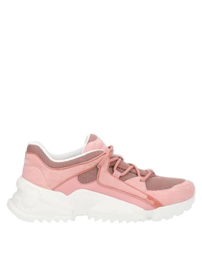 Ferragamo Skylar Patent Leather-trimmed Suede And Mesh Sneakers In Pink