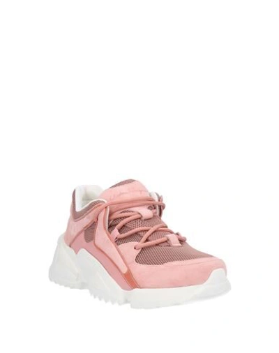 Ferragamo Skylar Patent Leather-trimmed Suede And Mesh Sneakers In Pink