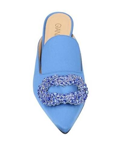 Shop Giannico Woman Mules & Clogs Azure Size 7 Textile Fibers In Blue