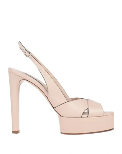 Shop Casadei Woman Sandals Light Pink Size 11 Soft Leather