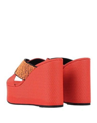 Shop Casadei Woman Sandals Orange Size 5.5 Textile Fibers