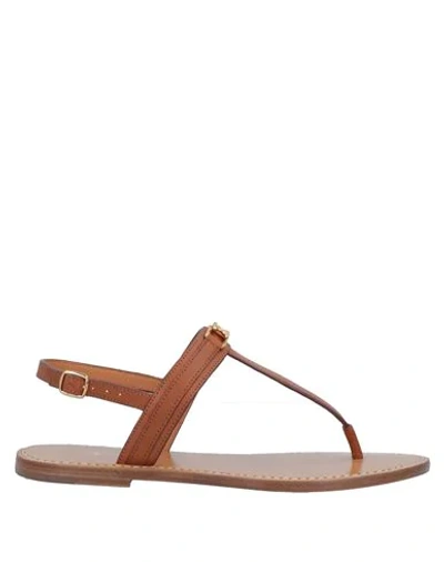 Shop Celine Woman Toe Strap Sandals Tan Size 8 Calfskin In Brown