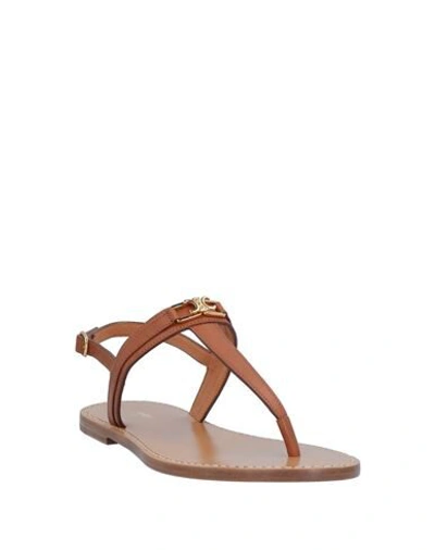 Shop Celine Woman Toe Strap Sandals Tan Size 8 Calfskin In Brown
