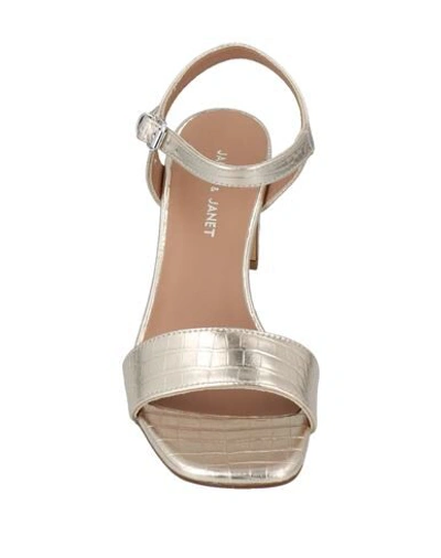 Shop Janet & Janet Woman Sandals Platinum Size 8 Soft Leather In Grey