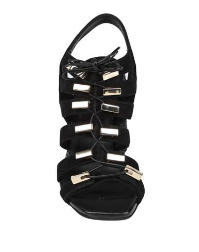 Shop Cesare Paciotti 4us Woman Sandals Black Size 8 Soft Leather, Natural Raffia
