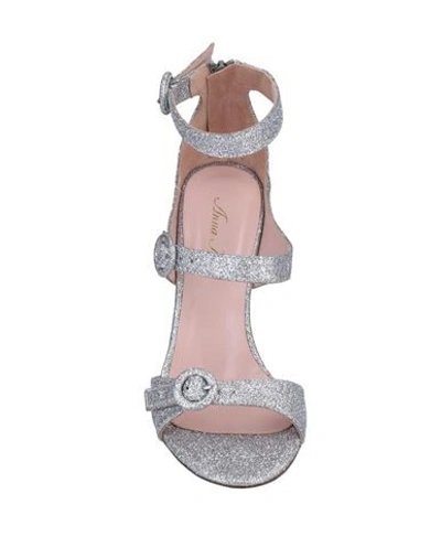 Shop Anna F . Woman Sandals Silver Size 5 Textile Fibers