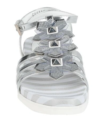 Shop Cesare Paciotti 4us Woman Sandals Silver Size 6 Soft Leather, Textile Fibers