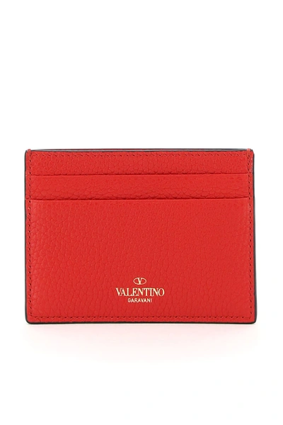 Shop Valentino Rockstud Card Holder In Red