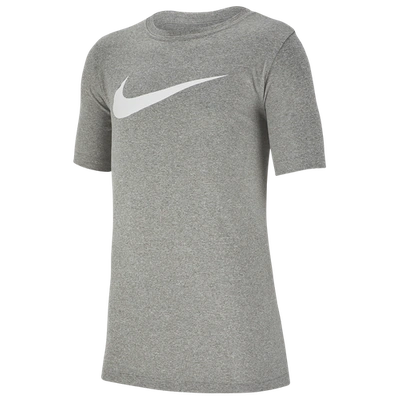 Shop Nike Boys  Legend Short Sleeve T-shirt In Dark Grey Heather/white
