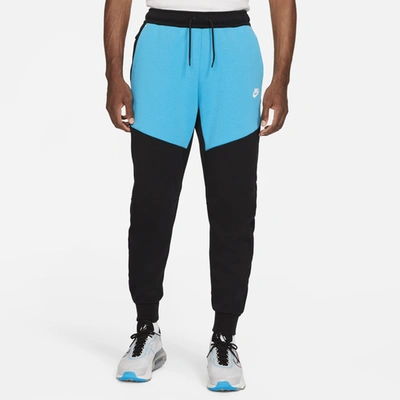 Shop Nike Mens  Tech Fleece Joggers In Black/blue/white
