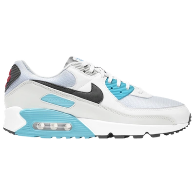 Shop Nike Mens  Air Max 90 In White/iron Grey/chlorine Blue