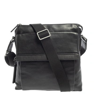 Pre-owned Tumi Black Leather Dfo Monroe Oxford Top Zip Flap Messenger Bag