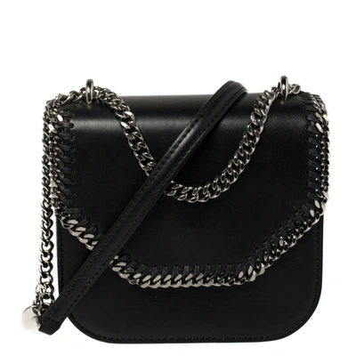 Pre-owned Stella Mccartney Black Faux Leather Mini Falabella Box Shoulder Bag