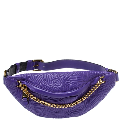 Pre-owned Moschino Purple Embossed Leather Chain Belt Bag
