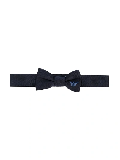Shop Emporio Armani Embroidered Logo Bow Tie In Blue