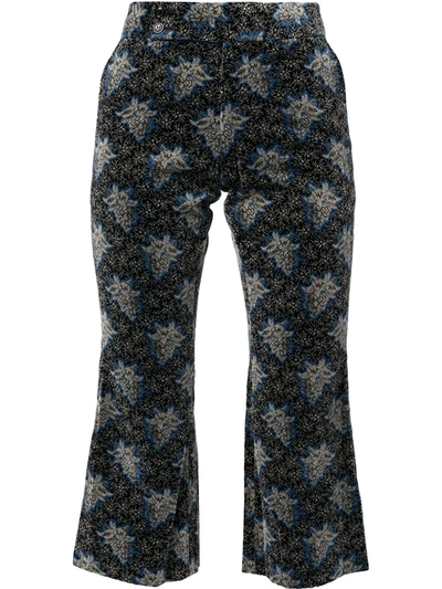 Pre-owned Comme Des Garçons Grape Print Velvet Cropped Trousers In Grey