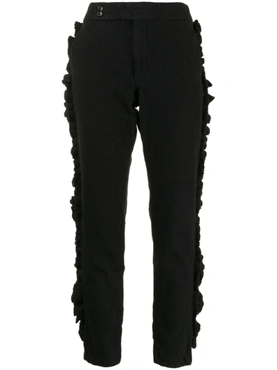 Pre-owned Comme Des Garçons Ruffled Strips Slim-fit Trousers In Black